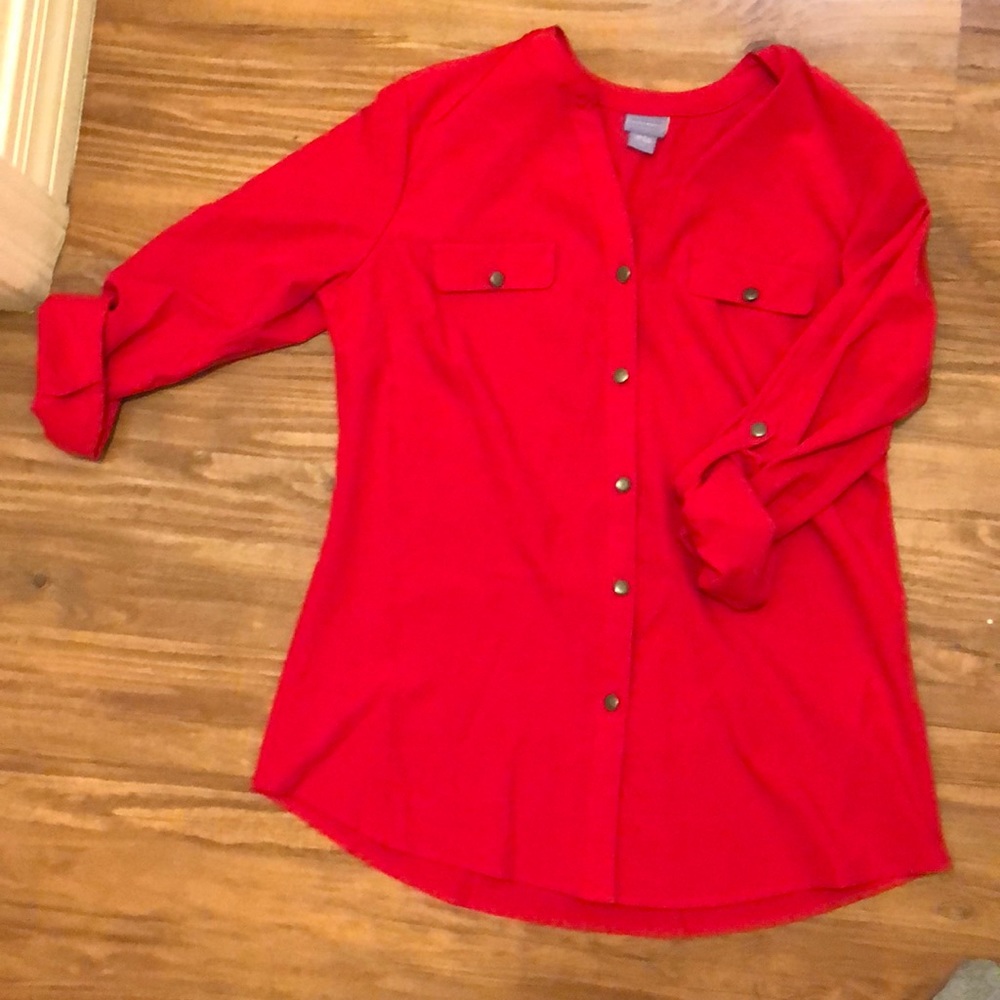 Laura Scott red blouse